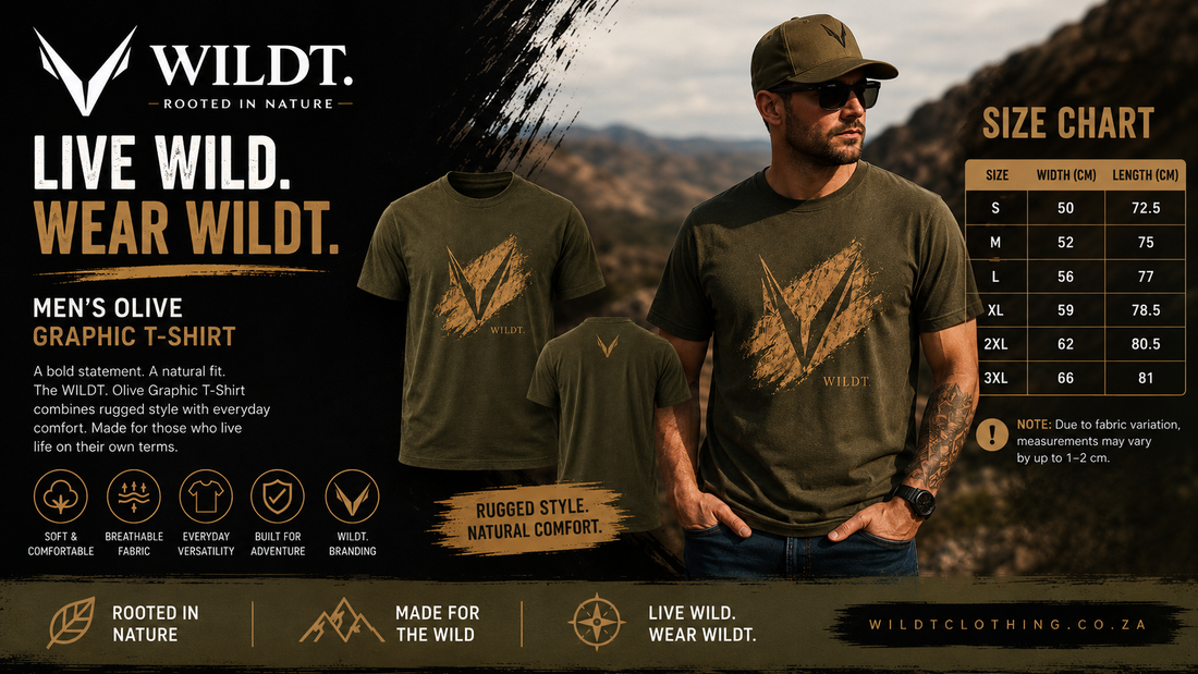 WILDT. Men’s Olive Graphic T-Shirt — Live Wild. Wear WILDT.