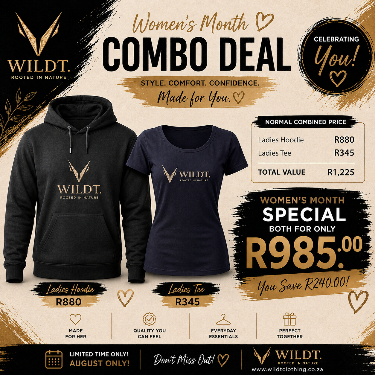 Ladies Hoodie & Black Tee Combo R985.00