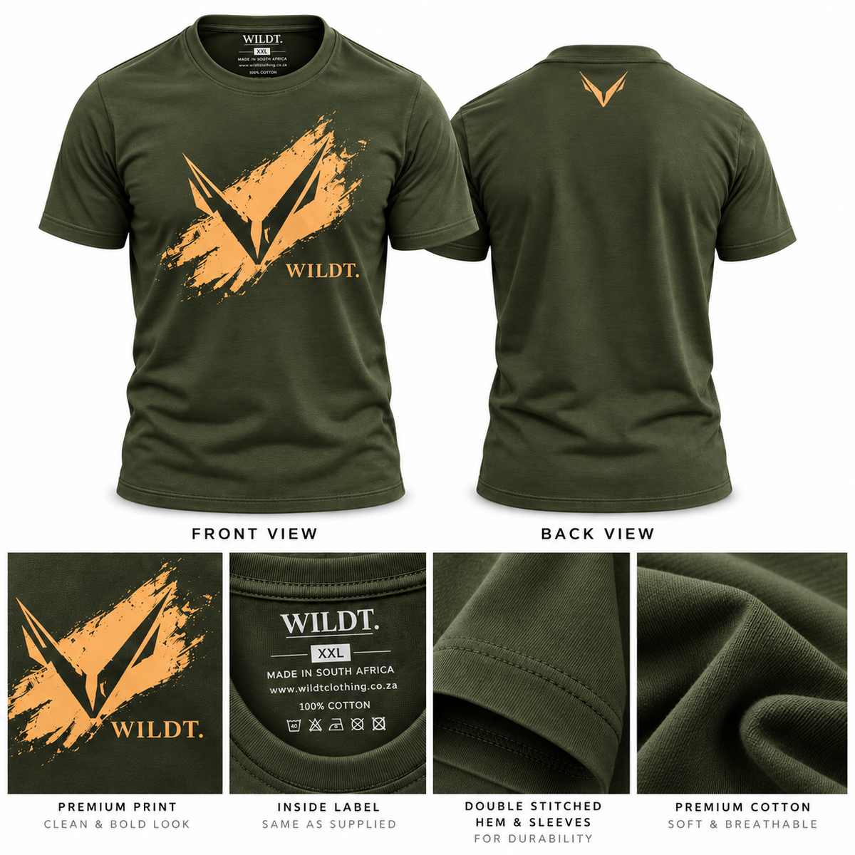 WILDT Premium T-Shirt (Olive) 100% Cotton