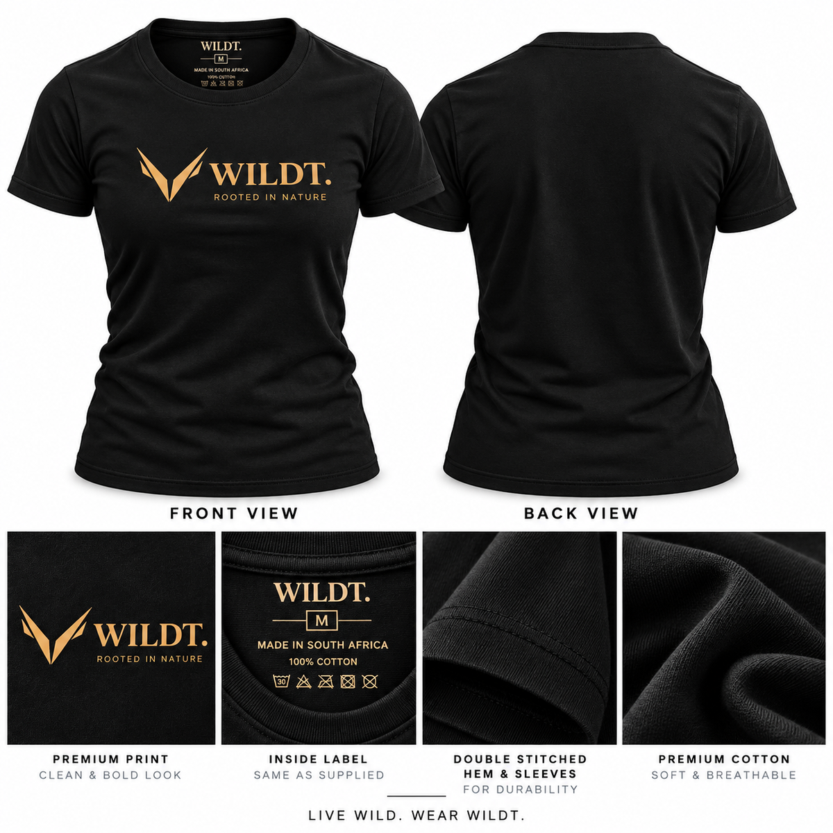 Ladies Classic Scoop Neck T-Shirt (Black) 100% Cotton