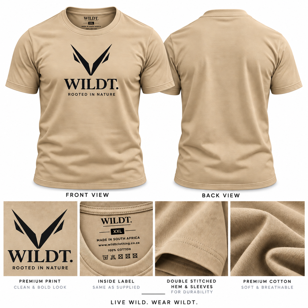 Mens T-Shirt (Stone) 100% Cotton