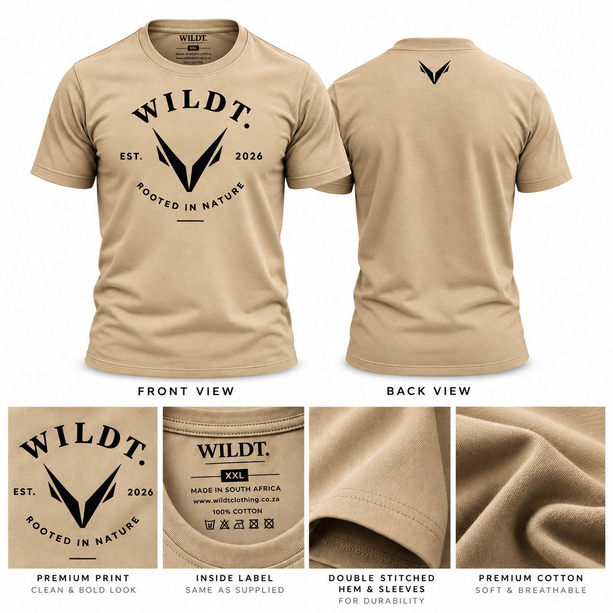 Mens Premium T-Shirt (Stone) 100% Cotton