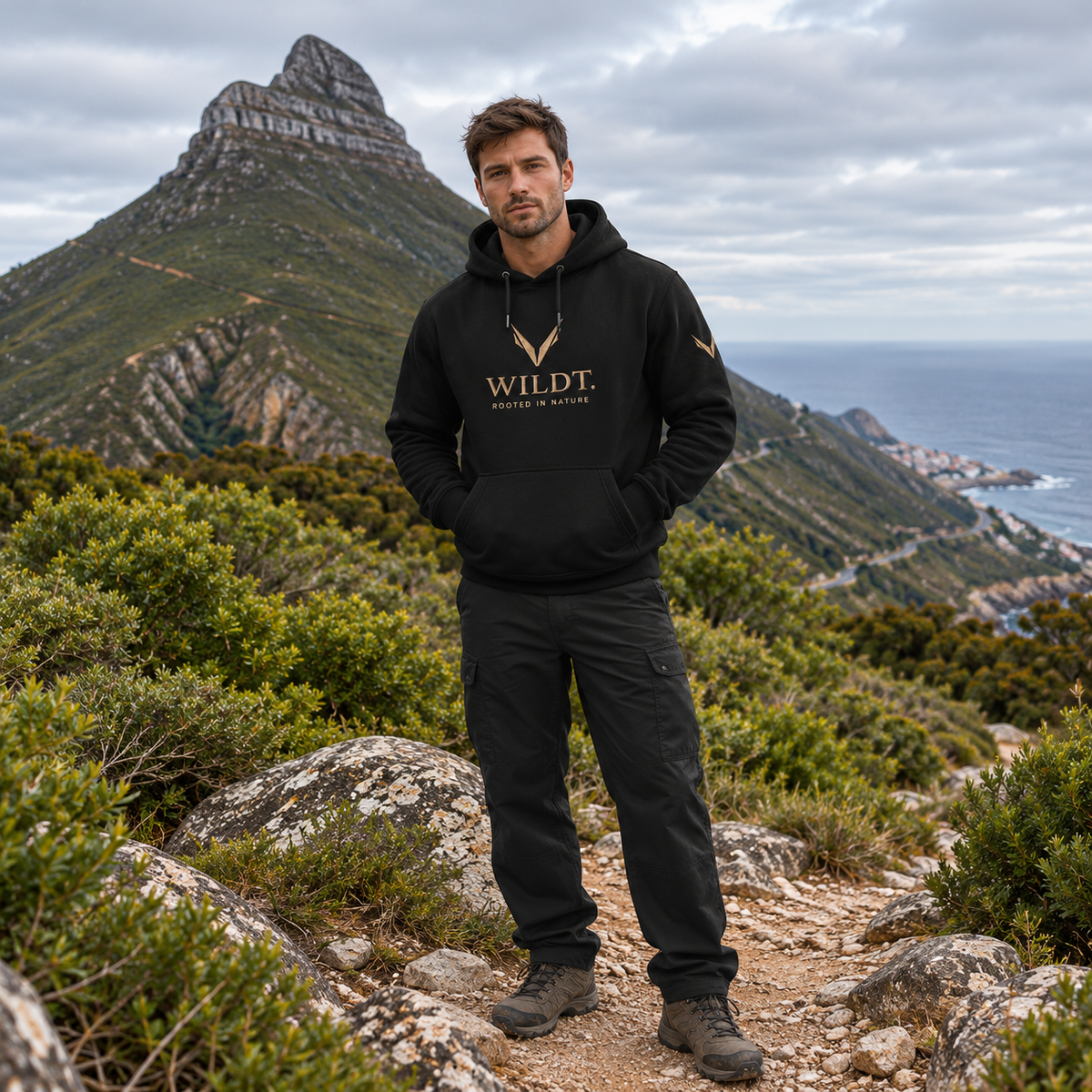 Mens Heavyweight Fleece Hoodie (Black)