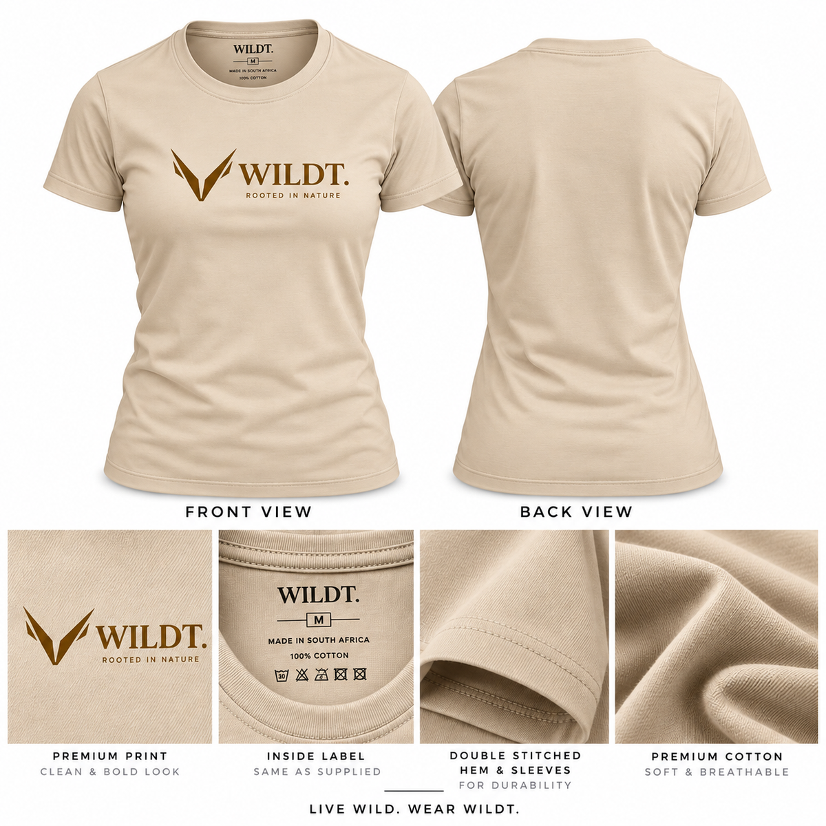 Ladies Classic Scoop Neck T-Shirt (Cream) 100% Cotton